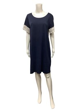 Lilly Pulitzer Dress Navy Short Sleeve Lace Size: XL